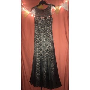 Long formal black dress, silver sparkles